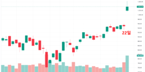 액변분할 후 갭상승, 엔비디아 일봉